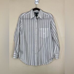 Ralph Lauren Monogram Pocket Lightweight Cotton Button Down Blouse